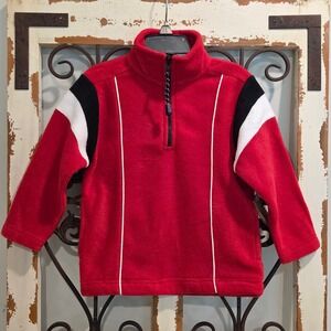 Arizona Jean Company Y2K Boys Red Fleece Quarter Zip Pullover Colorblock Small